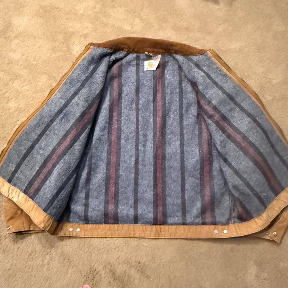 Vintage Carhartt Jacket Mens 80s Detroit 2XL Blanket Lined Duck Canvas Zip 6BLJ - Picture 5 of 10